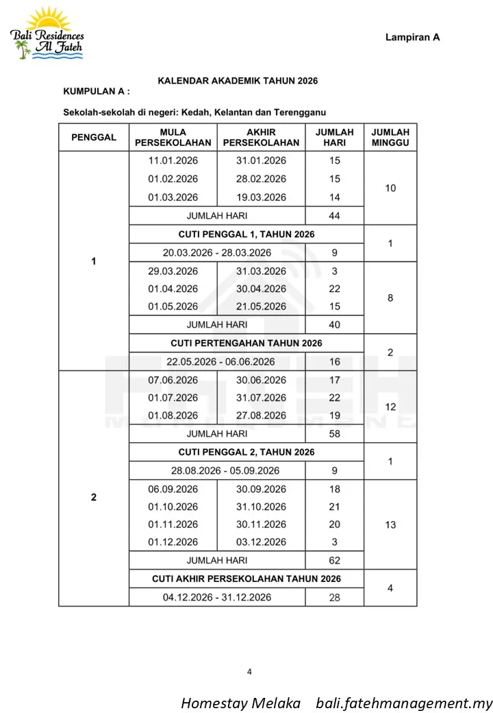 Takwim Cuti Sekolah 2026