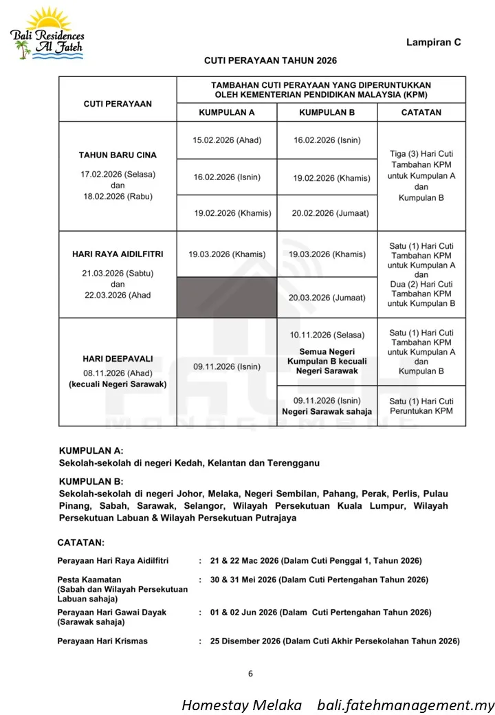 Takwim Cuti Sekolah 2026